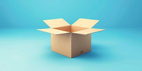 3D illustration of an empty carton box.
