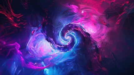 Obraz premium Fluid swirl in neon cyberpunk explosion on abstract gradient background