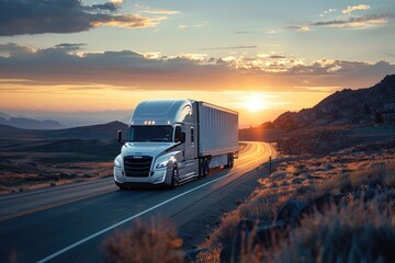 Obraz premium Large trucks driving on the highway