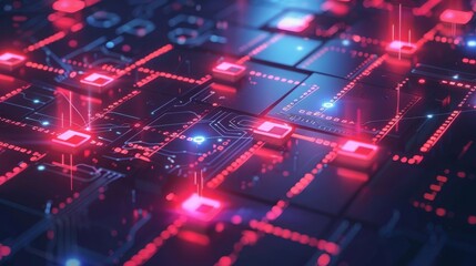 Fototapeta premium Insolvent fintech company, blockchain ledger with red alerts, flat design illustration