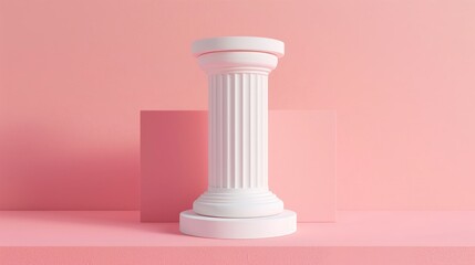 Minimalism style product showcase featuring white roman column on pink backdrop ideal for beauty or jewelry