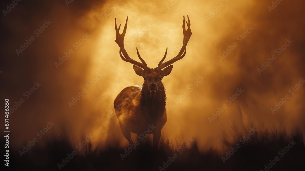 Poster Majestic Deer in Golden Mist