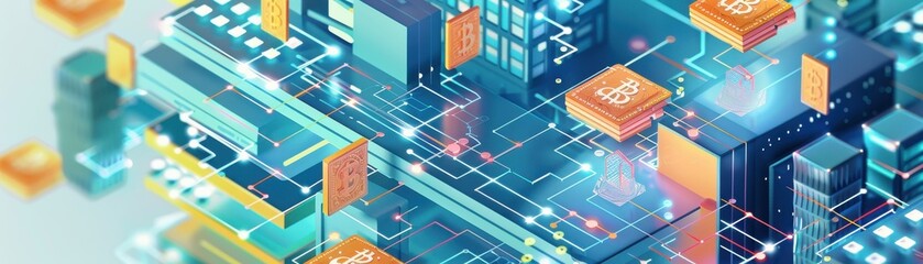 Fototapeta premium High economic prosperity, advanced blockchain analytics, flat design illustration