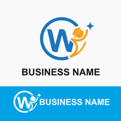 Initial Letter W Student, Toga Cap and Shine Icon for Education, School, Academy Center Business Logo Idea Template