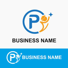Initial Letter P Student, Toga Cap and Shine Icon for Education, School, Academy Center Business Logo Idea Template