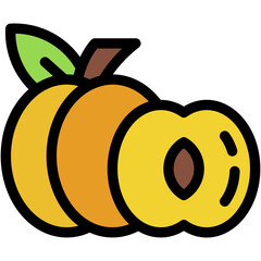 Vector Icon Apricot, Organic, Vegan, Fruit, Healthy Food, Diet