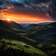 Obraz premium sunset over the mountains