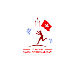 Vector illustration of Swiss National Day social media feed template