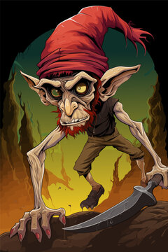 Free vector irish evil goblin called red cap