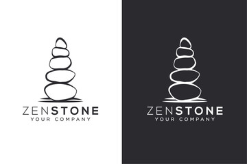 Zen stone logo, stacked rock icon