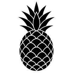 Obraz premium Black Pineapple Icon with White Lines
