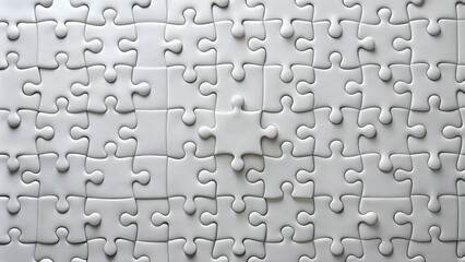 White jigsaw puzzle. Blank simple background.