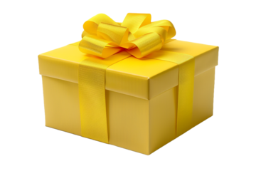 yellow gift box isolated on transparent background
