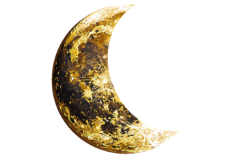 yellow half moon isolated on transparent background