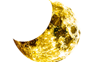 yellow half moon isolated on transparent background