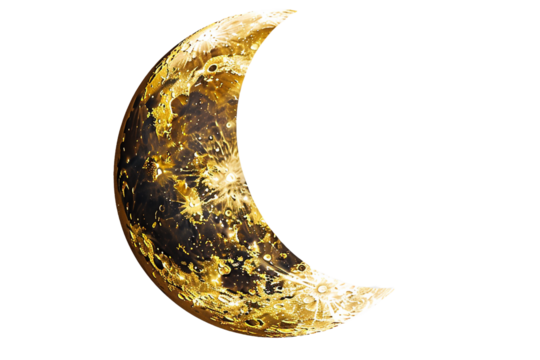 yellow half moon isolated on transparent background
