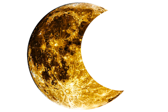 yellow half moon isolated on transparent background