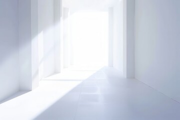 Fototapeta premium White Hallway with Sunlight Streaming Through