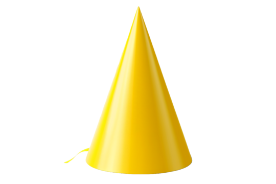 yellow party hat isolated on transparent background