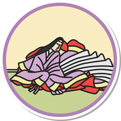 ステッカー風の円形シンプル百人一首　和泉式部