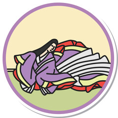 ステッカー風の円形シンプル百人一首　紫式部