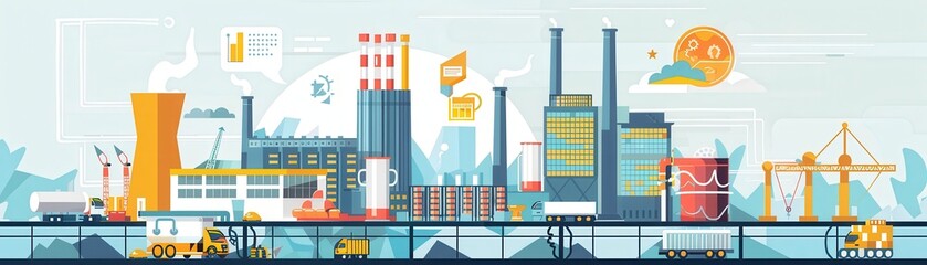 Fototapeta premium Bankrupt digital market, energy management software interface, flat design illustration