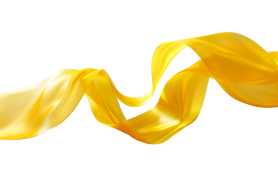 yellow wave ribbon isolated on transparent background