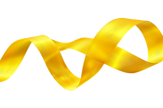 yellow wave ribbon isolated on transparent background