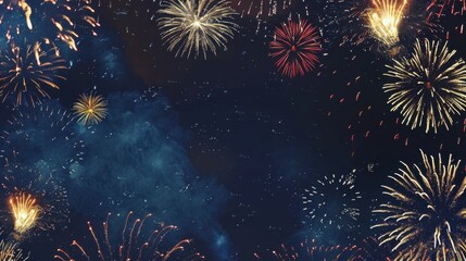 A vibrant fireworks show with various colors and patterns lighting up the night sky.