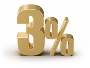 3 Percent Off Sale Gold Number 3D
