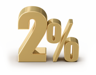 2 Percent Off Sale Gold Number 3D