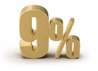 9 Percent Off Sale Gold Number 3D