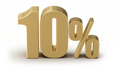 10 Percent Off Sale Gold Number 3D