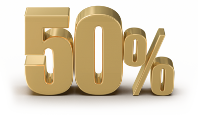 50 Percent Off Sale Gold Number 3D