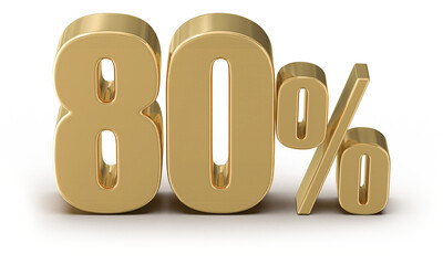 80 Percent Off Sale Gold Number 3D