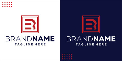 Creative logo with BR alphabet Square Frame, Design Inspiration, Illustration, Vector
