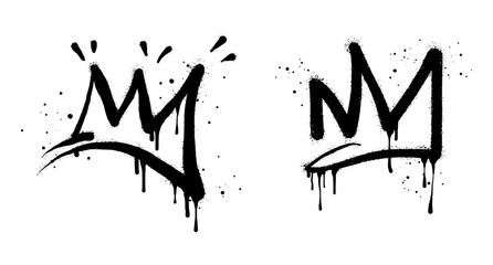 collection of Spray painted graffiti crown sign in black over white. Crown drip symbol. isolated on white background. vector illustration © Receh Lancar Jaya