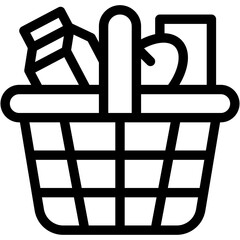 Vector Icon Basket, Groceries, Food, Vegetables, Supplies, Shopping Basket