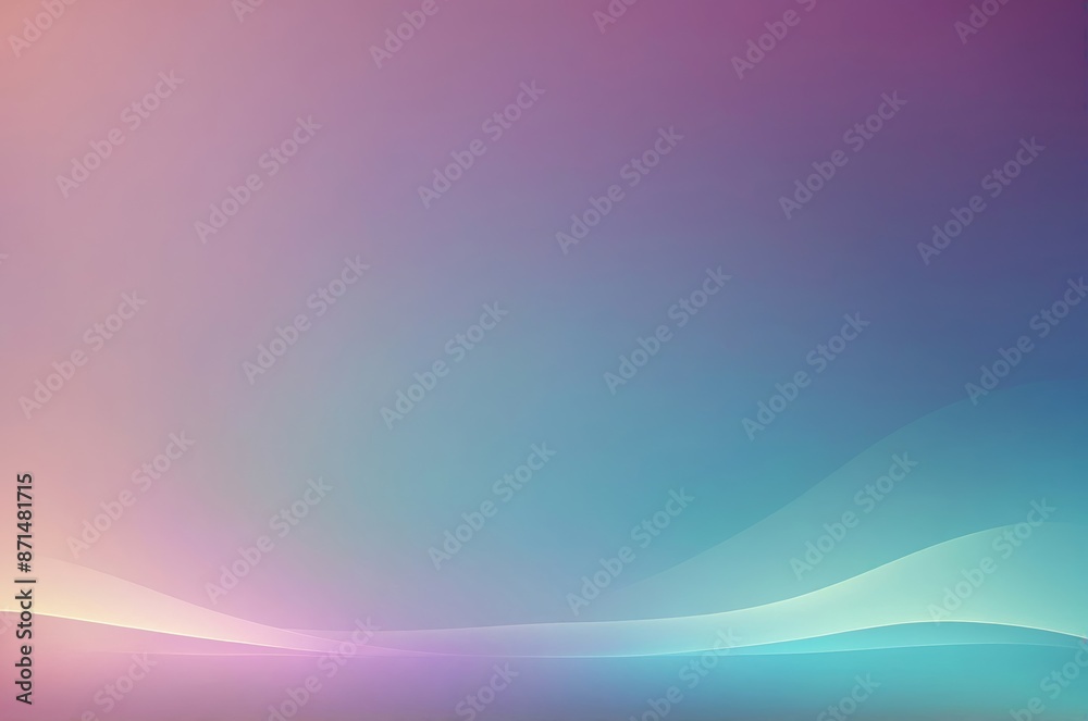 Wall mural digital illustration with gradient background transitioning from purple to blue with white wavy line