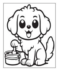 cute vector puppy coloring page ai generative