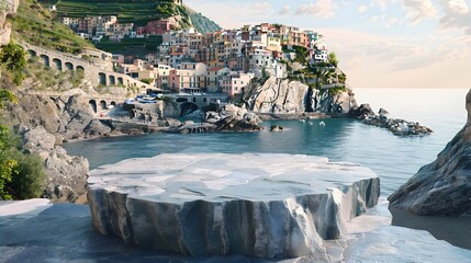 Picturesque Cliffside Town of Cinque Terre Italy with Colorful Mediterranean Architecture