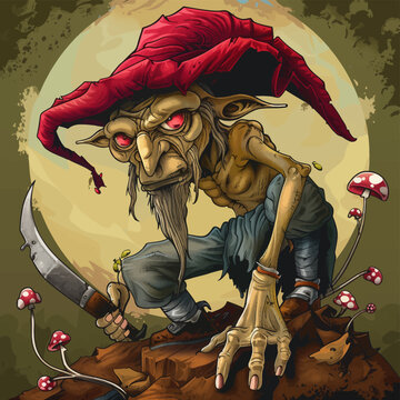 Free vector irish evil goblin called red cap