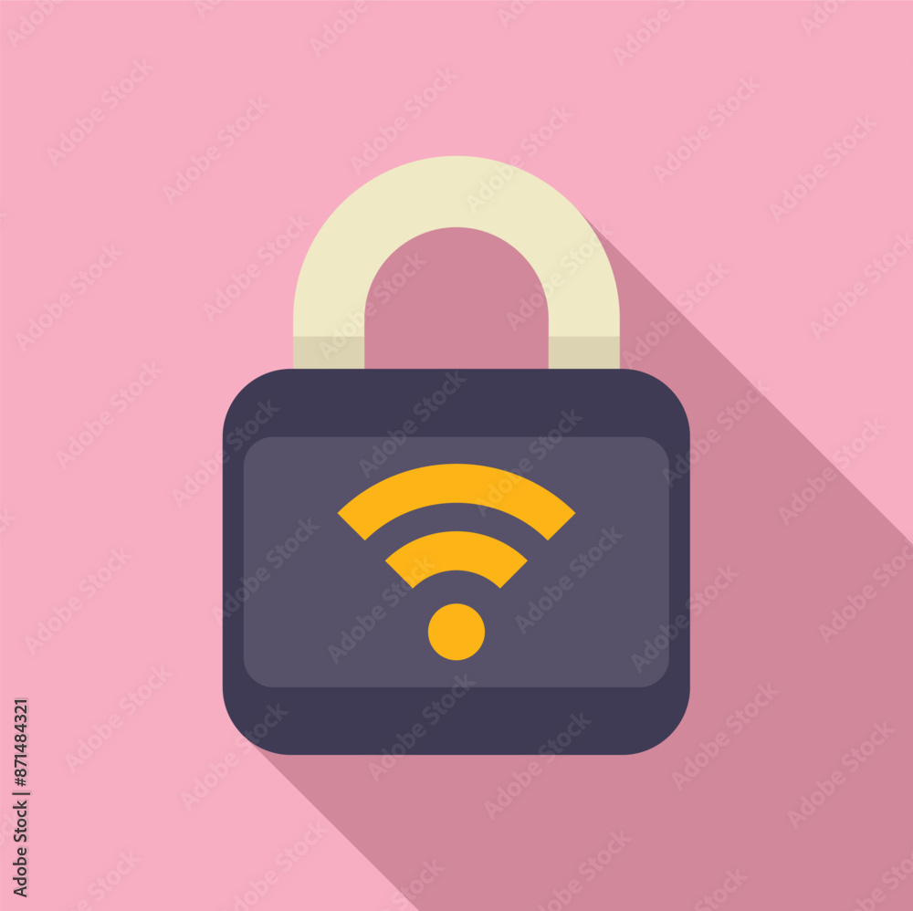 Poster closed padlock displaying wifi symbol representing secure wifi connection and data protection