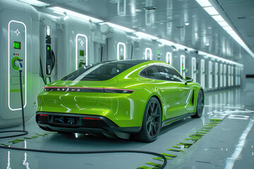 Naklejka premium Luxury cars charged indoors