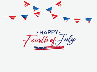 Obraz premium American Independence Day word mark design with a handwritten font. Script. Font. 4th July background. 4th celebration lettering typography design with USA flag.