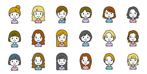 色々な女性のアイコン