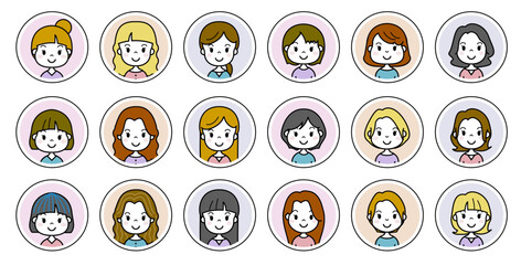 色々な女性のアイコン