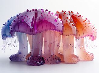  a group of colorful jellyfishs sitting next to each other