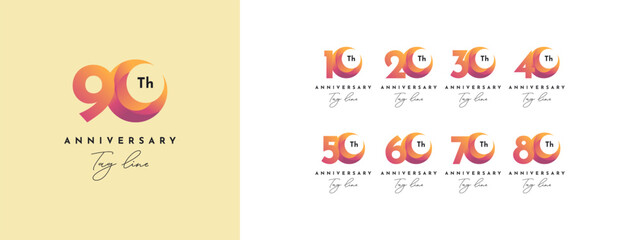 Set of 10 to 90 th anniversary logo design