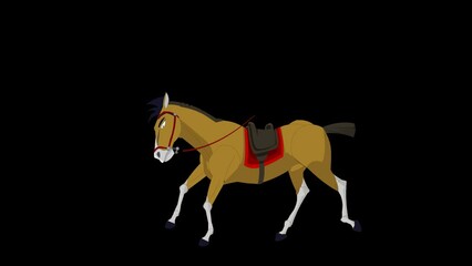 Animated Running Saddled Horse
